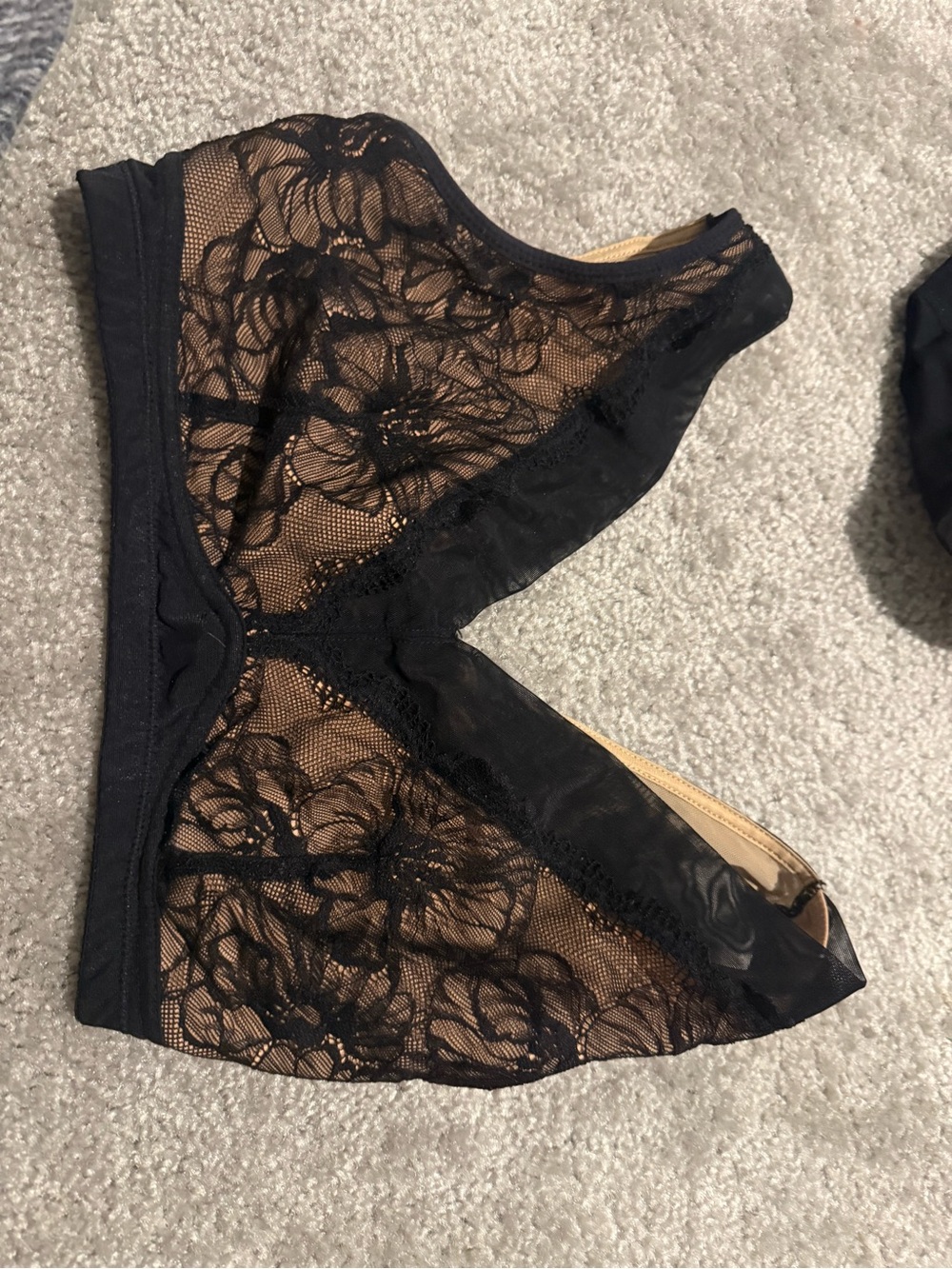 Black Lace Bralette with Nude Lining - Women Intimates